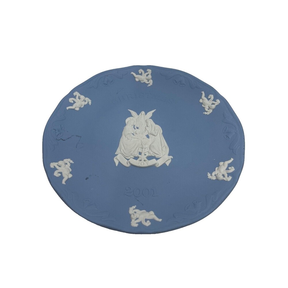 Wedgwood Jasper 2001 Christmas Plate Made in England Blue